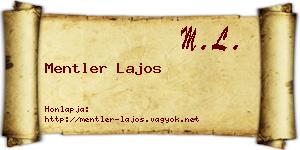 Mentler Lajos névjegykártya